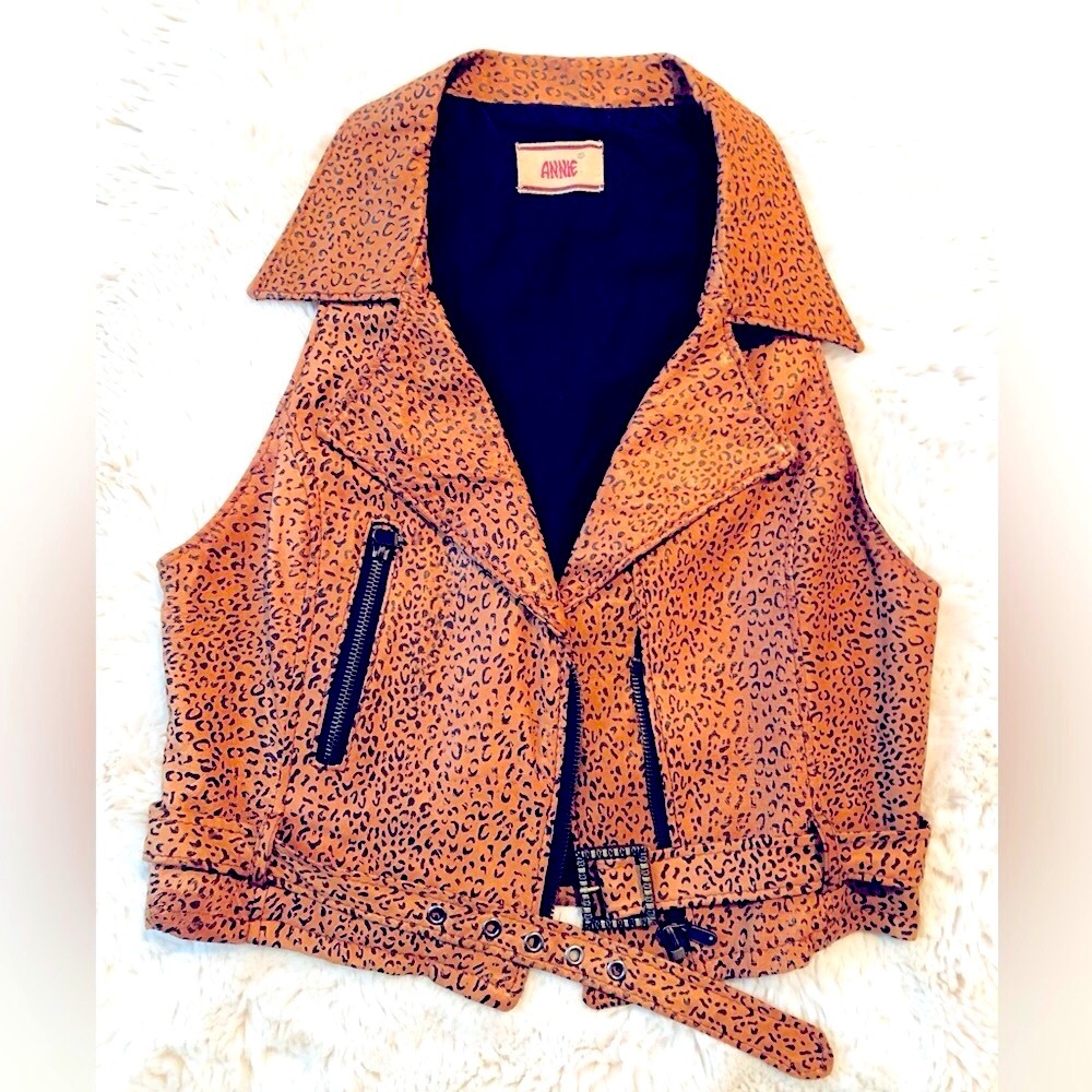 Leather leopard vest